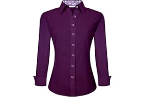 Alex Vando Damen-Hemden Normale Passform Langärmelig Stretch-Arbeitshemd