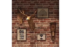 Okydoky 44x300cm ROT Stein Mauer Selbstklebende Tapete, Ziegelstein Backstein, Möbelaufkleber Wandsticker, Steintapete Vinyl Wandaufkleber, Geeignet für Wohnzimmer, Küche, Schlafzimmer,QZ-RD-3