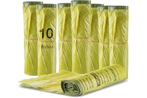 BigDean 10 Rollen Gelber Sack, Gelbe Säcke 90 Liter HDPE Gelb 13 Stück pro Rolle, insgesamt 130 Stück - ca. 60x87 cm plus 5 cm Umschlag 15my - Ideal für Mülltonnen, Mülleimer und Körbe