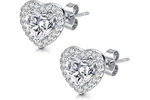 AVYRING Heart Earrings - Cubic Zirconia Studs, Hypoallergenic & Dainty, Perfect for Brides & Bridesmaids