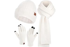 Bequemer Laden Donna Inverno Caldo Knit Beanie Cappello Touchscreen Guanti Lungo Sciarpa Set con Fleece Foderato Teschio Caps Collo Sciarpe