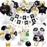 Panda Geburtstagsparty-Dekoset – Mit Mylar-Ballons, Banner, Kucheneinsätzen & Masken, Schwarz-weiß-grün