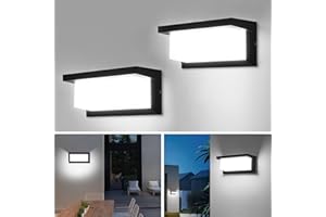 YICALE 2 Piezas Aplique Pared Exterior 18W,6500K Aplique LED Exterior,IP65 Impermeable Luz LED Iiluminación,Lámpara de Pared exterior Aluminio para Jardín, Terraza, Patio, Villa, Pasillo