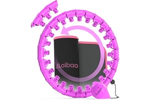 JLoibao Weighted Hula Circle Hoop for Adults with Weight ball, Infinity Fiteness Hoop Plus Size 66-130 CM, Include 27 Detachable Links and Waist Trainer for Women
