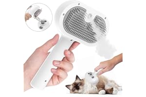 SONGSIER Spray Cat Brush, Self Cleaning Dog Grooming Brush, Easy To Clean, Electric Cat Steam Brush with Wash-free Essence, Remove Static Flying Hair Steam Grooming Brush for Cats and Dogs