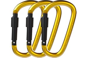 ONLYQIQIU Locking Carabiner Clips for Backpack Dog Leash, Key Chain Clip Hook Aluminum Alloy D Shape Carabiner Clip Heavy Duty for Outdoor Cycling/Hiking/Fishing/Camping/Traveling
