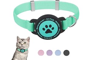 JIARUI Collare Airtag Gatto, Cllare Elastico per Gattini con Supporto per Apple Airtag, Leggero e Confortevole, Collare Gatto Airtag con GPS ultra elasticizzato per Gatti, Gattini e Cuccioli (verde)