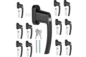 Eulenke - Poignée de Sécurité Verrouillable pour Fenêtre - Lot de 12 Noirs avec 24 Clés et Vis - Protection pour Enfants, Poignée en Aluminium avec Tige de 35 mm