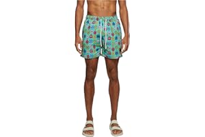 Urban Classics Pattern Palm Hombre Bañador Negro/Aceituna