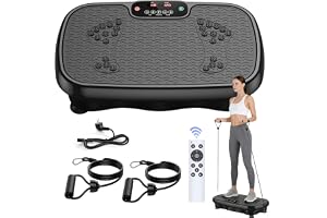 Vibrationsplatta, skakplatta sport för hemmet med 120 steg och 5 lägen, med motståndsband och fjärrkontroll, vibrationsplatta