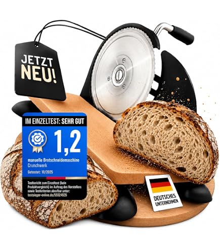Botiliceer Manueller Brotschneider für Sauerteigbrot, Einstellbare Dicke Faltbarer Brotschneider mit Handkurbel, Edelstahlklinge (Schwarz) Küche, Haushalt & Wohnen