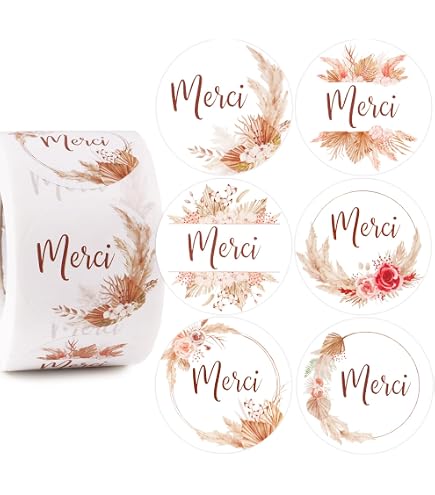 120 Étiquettes Merci Auto-Adhésives - Rondes, 4cm, Pour Cadeaux
