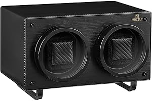 MOZSLY Remontoir Double pour Montres automatiques avec Moteur Silencieux 12 Modes de Rotation Réglage en Cuir