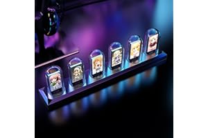 CJHZQYY Nixie Tube Clock LED Glow Digital Tube Clock With Calendar, Weather Forecast, Pixel IPS Informative Display, DIY Art Photo Display, WiFi APP Connection