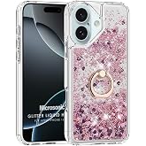 Microsonic Apple iPhone 16 Plus i&ccedil;in Kılıf Glitter Liquid Holder Pembe [iPhone 16 Plus ile Uyumlu Kılıf - Pembe]