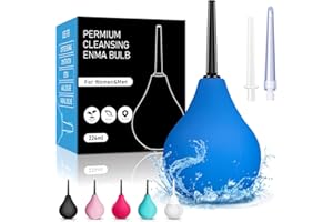 DASGUTES Pera Lavado Recto 224ml - Enema para Limpieza de Colon | Ducha Anal y Vaginal | Bulbo de Silicona Médica para Aliviar Estreñimiento | Limpiador Intestinal Seguro para Hombres y Mujeres (Azul)