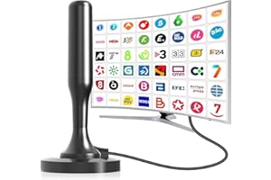 DTB TECH Antena TV Interior Potente, de televisión portátil Digital Inteligente de Alta definición para Interiores, admite el Canal 4K 1080p Canal Local (Antena de TV (Negra sin Amplificador))