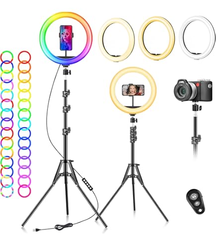 MULIN LC Ring Light 12'' - Luce Anello Selfie Con Treppiede Regolabile 1.57m, 3 Modalità LED E 10 Livelli Luminosità - Perfetta Per Live, TikTok E Trucco