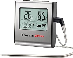 ThermoPro TP16 Meat Thermometer with Stainless Steel Long Probe for Oven, Smoker, BBQ, Meat, Candy, Oil, Deep Frying with Tim