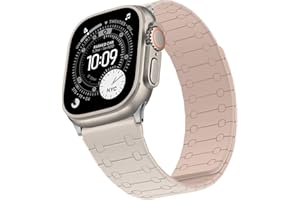 Sixmoat Double Sided Wearable Magnetic Straps Compatible with Apple Watch Strap 49mm 46mm 45mm 44mm 42mm for Men Women,Soft Silicone Band for iWatch Ultra SE Series 11 10 9 8 7 6 5 4 3, Starlight-Pink