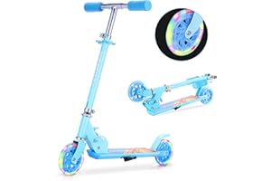 TENBOOM Scooter for Kids Ages 6-12/4-7, Easy Folding Kids Scooter with 3 Levels Adjustable Handlebar and Rear Brake, Light Up Scooter for Girls Boys