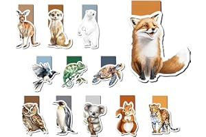 Keratobleem Magnetische Lesezeichen, 12 Stück Niedliche Tiere, Magnetische Seitenmarkierungen für Studenten Jungen Mädchen Buchliebhaber