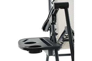 Azuma Clip On Relaxer Chair Side Table Tray iPad Phone Mug Glass Drinks Holder Attachable Camping Garden Beach Accessory Plastic Black