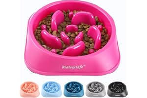 MateeyLife Gamelle Anti Glouton pour Chien - Bol Puzzle Gamelle Anti Glouton Chien Moyen Antidérapant Interactif pour Ralentir l'Alimentation(Rose 20 cm)