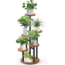 Support Rond Pour Plantes En Métal Et Bois 35 Cm - Étagère Moderne Pour Plantes D'Intérieur | Salon, Balcon, Bureau