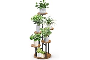 Support pour Plantes, Étagère D'angle en Bois, 6 Niveaux Support Pot de Fleur, STLOVe Metal Présentoire de Jardin, Intérieur/Extérieur Étagère de Rangement, Salon/Balcon/Bureau Décoratif Multifonction