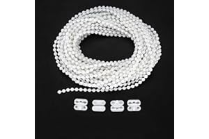 Zhenle Roller Blind and Roman Shade Blind Beaded Chain Cord White Plastic Roller Blind Chain Repair (5M)