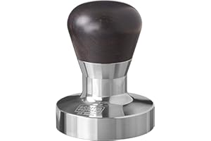 SCARLET BIJOUX Scarlet espresso | Presse-purée « Passion » pour barista ; avec manche ergonomique en PVC ou en bois précieux au choix et base en acier inoxydable de précision (58,5 mm)