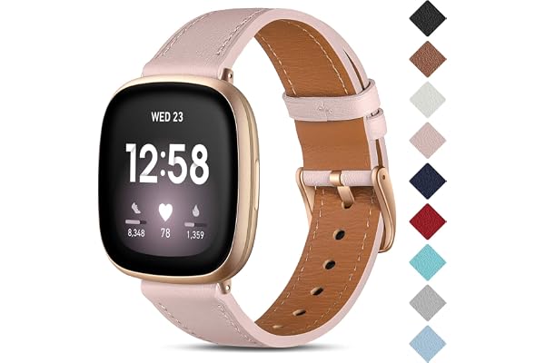 CeMiKa Bracelet en Cuir Compatible avec Fitbit Sense/Fitbit Versa 3, Premium Cuir Véritable Band de Remplacement Compatible avec Fitbit Sense/Fitbit Versa 3 Bracelet