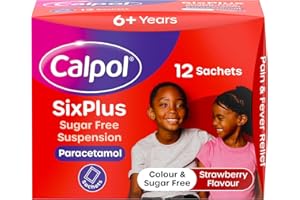 Calpol SixPlus Sugar Free Strawberry Paracetamol Sachets, Pack of 12