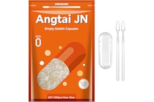 ‎ANGTAI JN AngtaiJN Leere Gelatinekapseln Größe 0-Klare Leere Kapseln zum Befüllen mit 2 Mikrolöffeln, DIY Gelatine Kapsel 0 Kompatibel mit Kapselfüller Größe 0, 1000 Stück