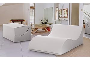 Talamo Italia Pouf Clever matrimoniale, 100% 100% Made in Italy, Pouf trasformabile in una chaise longue in ecopelle, cm 100x200h70, colore Bianco