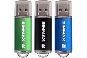 Memory Stick 3 Pack 32GB USB 2.0 Flash Drives Thumb Drive Pen Drive by SIMMAX (32GB Green Black Blue)