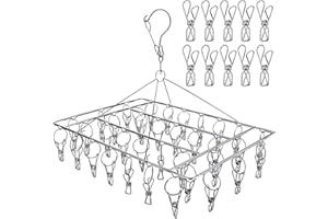 Homnoble Étendoir Chaussettes, 1pc Séchoir à Linge Rotatif en Acier Inoxydable Étendoir à Linge pour Chaussettes sous-Vêtements Soutiens-Gorge Vêtements de Bébé Gants(avec 10 Clips de Rechange)