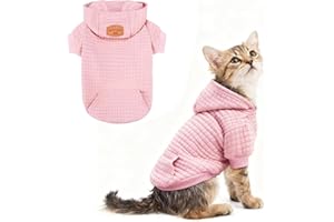 BEAUTYZOO Pull à capuche pour petit chien avec poches, vêtements pour chien pour chiens de petite et moyenne taille garçon fille, manteaux en coton laminé type gaufre avec chapeau et œillets pour