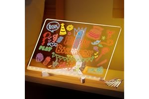 WORAHROE LED Notiztafel Nachtlicht Note Board mit 7 Farben Löschbarer Stift & Ständer, DIY Kritzellicht Maltafel Nachrichtentafel Leuchtende LED Schreibtafel Zeichenbrett für Schlafzimmer Büro Dekor(30*20cm)