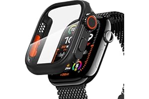Diruite Cover per Apple Watch Series 11/10 46mm Pellicola Protettiva Aspetto Creativo HD Vetro Temperato PC Rigido Case Protezione Ultrasottil Custodia,Nero(HD),46mm