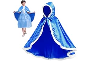 Dwafill Mantello Principessa Bambina, Costume Principessa con Cappuccio, Mantello Bambina Strascico Bambini Costume Halloween Carnevale Natale Cosplay