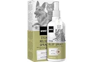 ANIMIGO Cat & Dog Itchy Skin Relief Spray With Pure Aloe Vera, Tea Tree & Castor Oil - Natural, Lick Safe Itchy Dog Relief -Anti-itch Cat Spray and Itchy Dog Skin Relief For Allergies & Hot Spots -250ml