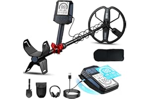 SUNPOW Rechargeable Metal Detector for Adults – 10'' Deep Dual-D Coil, 35H Lithium Battery, 10-Level Sensitivity, 4 Detection Modes, 7-Metal ID, IP68 Waterproof with Shovel, Backpack & Headphones