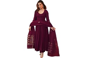 GoSriKi Anarkali Kurta Solid Women's Viscose Melange with Trousers and Dupatta