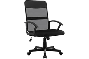 HLFURNIEU Silla Oficina Ergonómica, Silla Escritorio Ajustable en Altura, Sillas Oficina con Eespaldo de Malla Cómodo y Trans