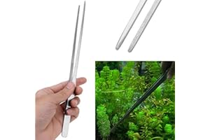 HAORQEE Long Tweezers Aquarium Tweezers, Stainless Steel Straight Multipurpose Aquascaping Tools for Fish Tank Aquatic Plants, Snake Reptile Feeding Tongs Food Tweezers Aquarium Accessories