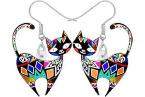 LONYOO Acrylique Chaton Boucles d’oreilles Chat Pendantes Anime Bijoux de Chat Cadeaux Femmes Filles Charms