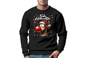 MoonWorks® Sweatshirt Herren Weihnachtspullover Wichtel Aufdruck Frohe Weihnachten Weihnachtsoutfit Männer