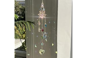 XJLyaya Kryształowy łapacz snów, wiszący szklany łapacz słońca, kryształowy łapacz słońca, wisiorek Suncatcher, tęczowy łapacz snów, na okno dom ogród Boże Narodzenie dzień wesele